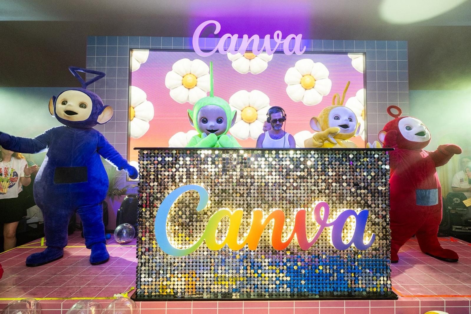 Teletubbies Dance for LGBTQ+ Rights at Canva Beach Pride Party at Cannes Lions