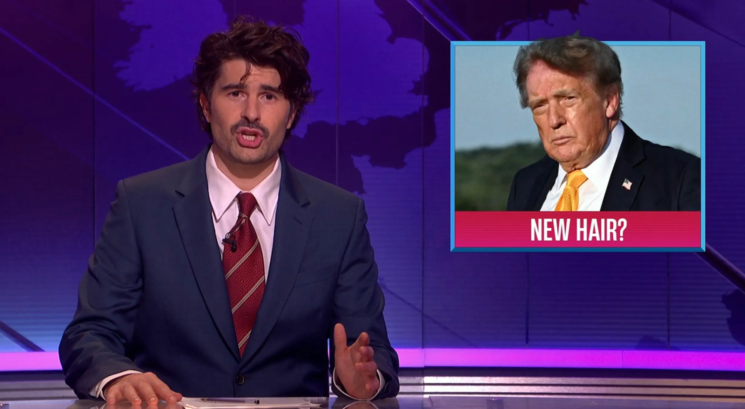 ‘SNL U.K.’ Weekend Update Takes Aim at Trump’s New Hair — and Paddy Young Says the Punchline Was ‘Taken From Me by Our Legal Team’